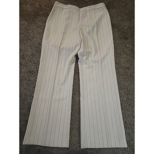 Kasper Women's Cream Rayon Pinstripe Dress Pants Size 10 Wide Leg Lined Side Zip